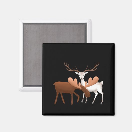 Merry Christmoose Happy New Deer T Shirt Magneet (Voorkant / Achterkant)