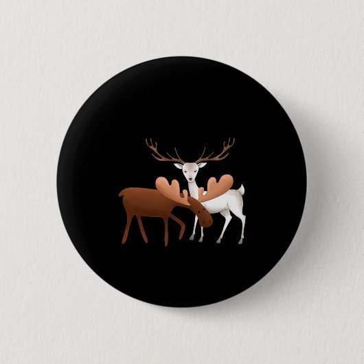 Merry Christmoose Happy New Deer T Shirt Ronde Button 5,7 Cm (Voorkant)