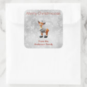 Merry Christmoose met een pet Vierkante Sticker (Tas)