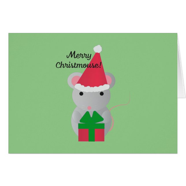 Merry Christmouse Cute Kerstmuis (Voorkant Horizontaal)