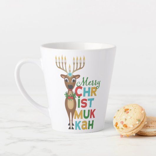 Merry Christmukkah Reindeer Latte Mok (In situ)