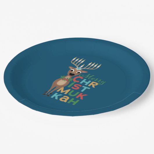 Merry Christmukkah Reindeer Papieren Bordje (Gekanteld)