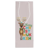 Merry Christmukkah Reindeer Wijn Cadeautas (Achterkant)
