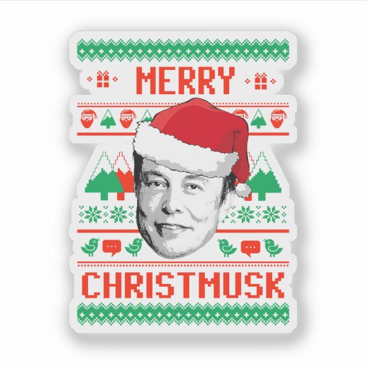 Merry Christmusk UGLY CHRISTMAS SWEATER Sticker (Voorkant)