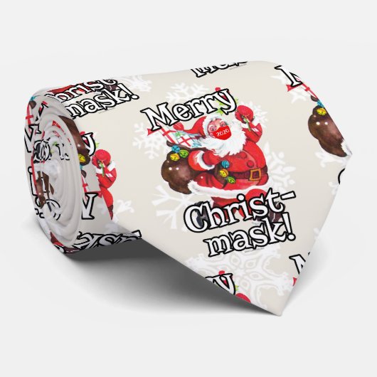 Merry Christus-masker grappig kerstkerstkerstkerst Stropdas (Opgerold)