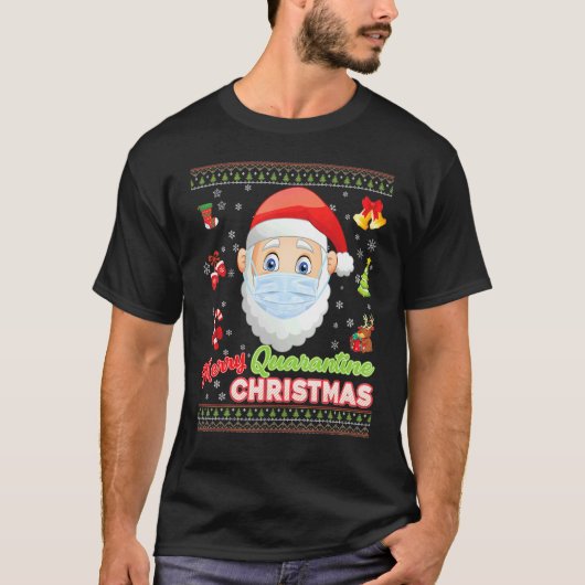 Merry Christus Masker Santa Elf Face Masker Kerstm T-shirt (Voorkant)