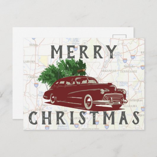 Merry Chritmas Rd Trip Briefkaart (Voorkant / Achterkant)