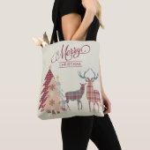 Merry Chrsitmas Pset Trees, Deer Canvas tas (Dichtbij)