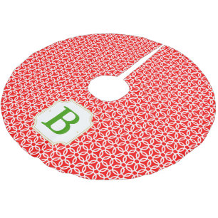 Merry Circles Monogramed Tree Skirt - Rood & Groen Kerstboom Rok