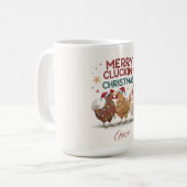 Merry Cluckin Christmas Chickens Personalized Koffiemok (Voorkant links)