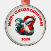 Merry Cluckin Christmas Metalen Ornament (Voorkant)