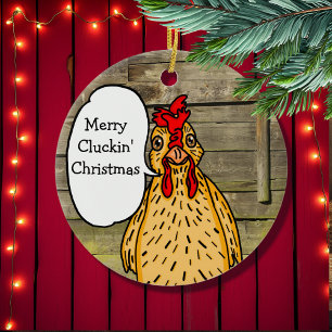 Merry Cluckin' kerstfeest Funny Chicken Keramisch Ornament