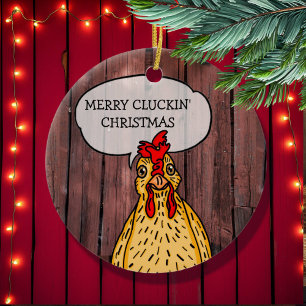 Merry Cluckin' kerstfeest Funny Chicken Keramisch Ornament