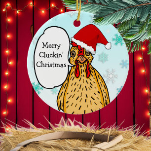 Merry Cluckin' kerstfeest Funny Chicken Keramisch Ornament