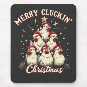 Merry Clucking Christmas Funny Chicken Roosters Muismat