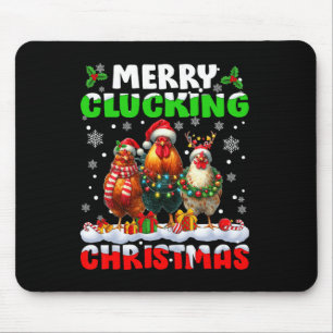 Merry Clucking Christmas Funny Chicken Santa Hat X Muismat