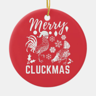 Merry Cluckmas Chicken Lover Keramisch Ornament