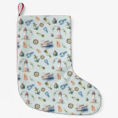 Merry Coastal Christmas Wrapping Paper Kleine Kerstsok (Voorkant)