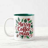 Merry Coffemas Funny Christmas Two Tone Coffee Mok (Links)