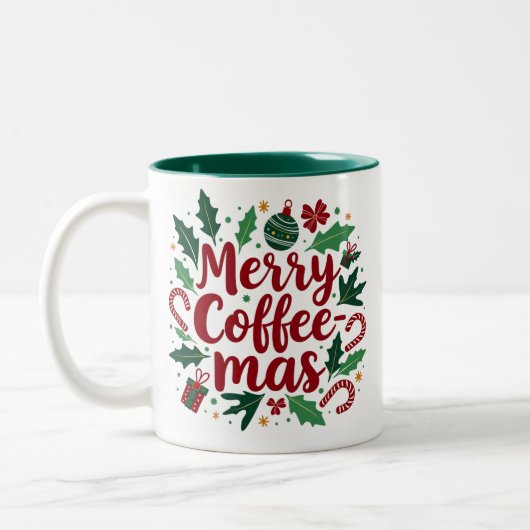 Merry Coffemas Funny Christmas Two Tone Coffee Mok (Links)