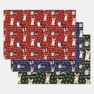 Merry Corgchaustekst - kerstcorgi-patronen Inpakpapier Vel