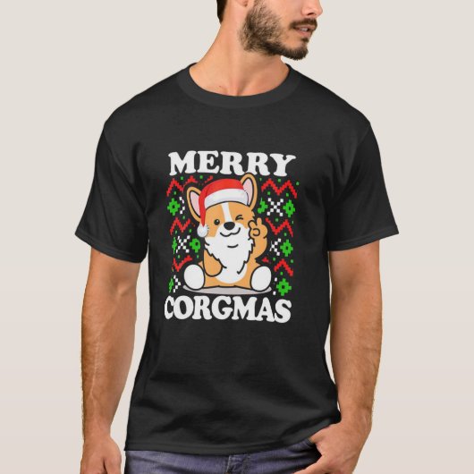 Merry Corgmas Funny Corgi Dog T-shirt (Voorkant)