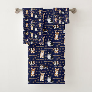 Merry Corgmess Texte - Christmas Corgi bleu motif