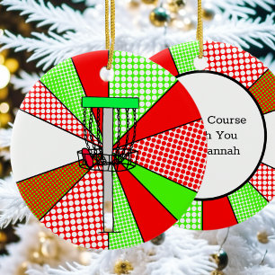 Merry Course-mas Disc Golf Pun gepersonaliseerd Keramisch Ornament