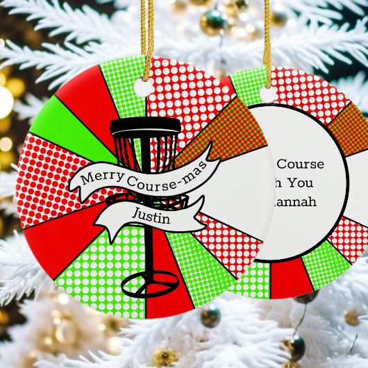 Merry Course-mas Disc Golf Pun Gepersonaliseerd Keramisch Ornament