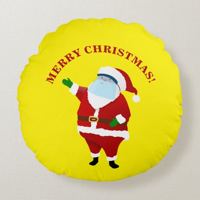 Merry Covid Kerstmis Rond Kussen (Voorkant)