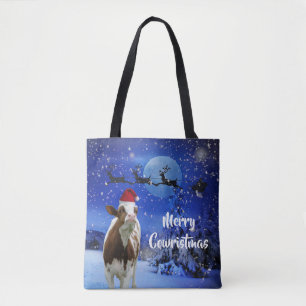 Merry Cowristmas Santa Koe Holiday Draagtas
