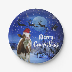 Merry Cowristmas Santa Koe Holiday Papieren Bordje