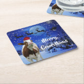 Merry Cowristmas Santa Koe Holiday Vierkante Kartonnen Onderzetter (Schuin)