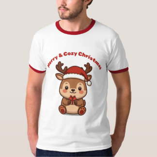 Merry & Cozy Christmas Kawaii Reindeer T-Shirt