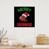 Merry Crabmas. Funny Kerstmis Hermit Crab Lover Poster (Keuken)