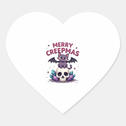 Merry Creepmas Cat Pastel Goth Christmas Skull T-S Hart Sticker (Voorkant)