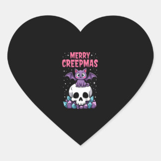 Merry Creepmas Cat Pastel Goth Christmas Skull T-S Hart Sticker