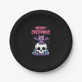 Merry Creepmas Cat Pastel Goth Christmas Skull T-S Papieren Bordje