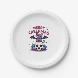 Merry Creepmas Cat Pastel Goth Christmas Skull T-S Papieren Bordje