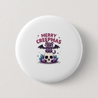 Merry Creepmas Cat Pastel Goth Christmas Skull T-S Ronde Button 5,7 Cm