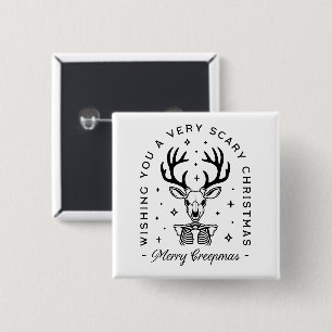 Merry creepmas enge bos dier esthetiek vierkante button 5,1 cm