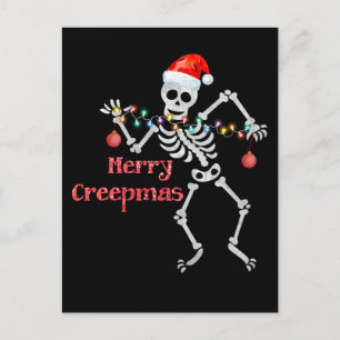 Merry Creepmas Skelet Santa Skull Xmas Tree Fun Feestdagenkaart