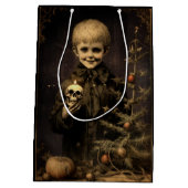 Merry Creepmas Spooky Boy Gothic  Medium Cadeauzakje (Achterkant)