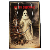 Merry Creepmas Spooky Ghost Gothic Medium Cadeauzakje (Voorkant)