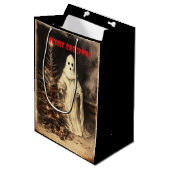 Merry Creepmas Spooky Ghost Gothic  Medium Cadeauzakje (Voorkant Gekanteld)