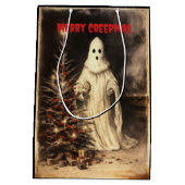 Merry Creepmas Spooky Ghost Gothic  Medium Cadeauzakje (Achterkant)
