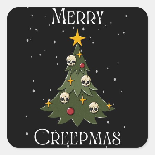 Merry Creepmas Tree Square Sticker (Voorkant)