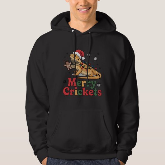 Merry Crickets Lizard Christmas Lights Hoodie (Voorkant)
