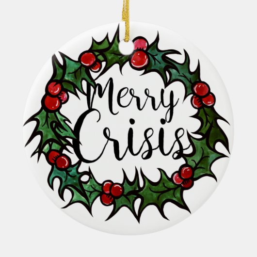 Merry Crisis Keramisch Ornament (Achterkant)