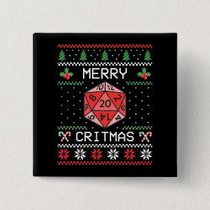 Merry Critmas II - Lelijke Kerst Vierkante Button 5,1 Cm